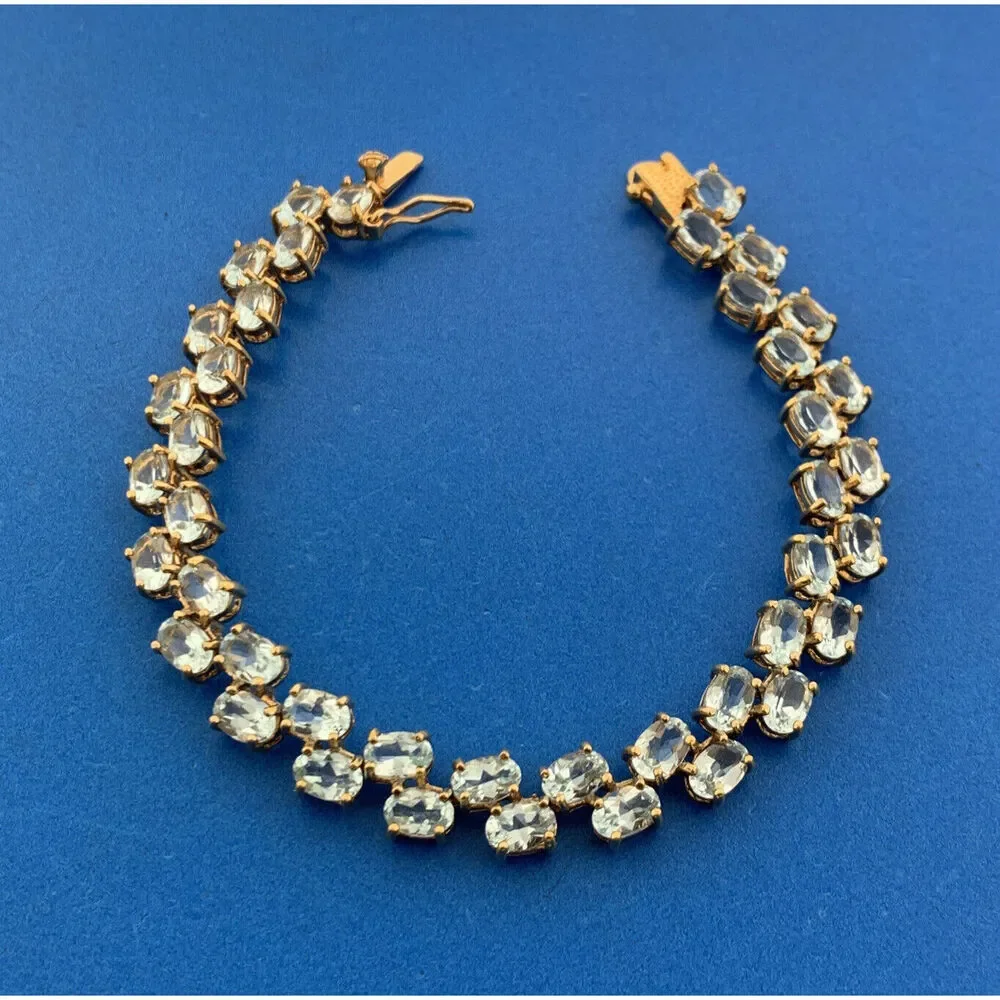 Designer UBJ 925 Sterling Silver Blue Topaz Double Row December Tennis Bracelet